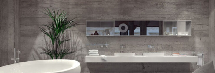 Modern grey luxury bathroom interior